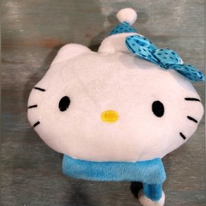 Hello Kitty dog toy, blue and white.